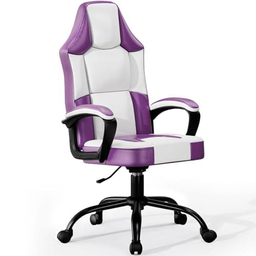 Chaise Bureau Fille Pourpre, Chaise Gaming pas Cher en Cuir PU Respirante, Chaises de Gamer Réglable en Hauteur, Siege Gaming Pivotante Mobile, Gaming Chair Confortable pour Adultes et Enfants
