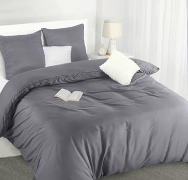 Utopia Bedding Housse de Couette 220x240 cm avec 2 Taies d'oreiller 65x65 cm (Gris) - Parure de lit 220 x 240 cm - Ensembles de Housses de Couette en Microfibre brossée Douce