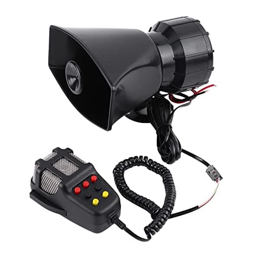 Klaxon de Voiture avec Mélodie et Haut-parleur 12 V, Sirène de Police Universelle pour Véhicule et Moto Fort avec Microphone