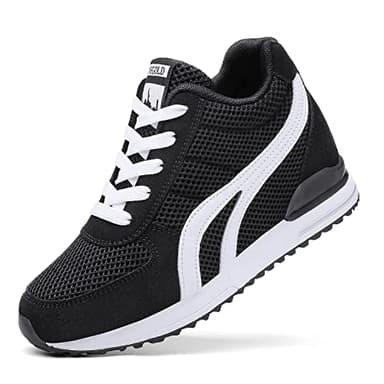 AONEGOLD Baskets Compensées Femmes Chaussure de Sport Gym Fitness Sneakers Basses Compensées 7 cm Jogging Voyage Respirantes(Noir,42 EU)