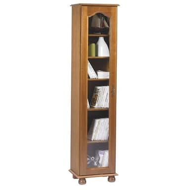 Beaux Meubles Pas Chers Bibliothèque Chêne Rustique1 Porte Vitrée Gauche 6 Niches 44,2 x182,2 x 33 cm