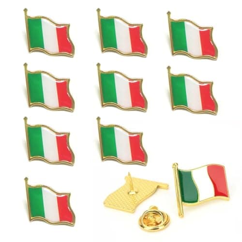 XPEX 10 Pièces Italie Badge Bouton,Italie badge émaillé,Italie Pin D'émail National,Italie Drapeau Revers Épingles,Broche drapeau de la Italie,Italie National Émail Pin