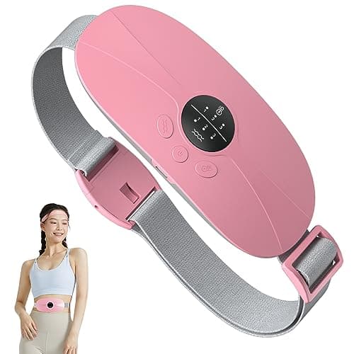 Ceinture Menstruelle Chauffante Electrique- Coussin Chauffant Menstruel Portable 3 Niveaux Température 3 Modes de Massage Pour le Soulagement Douleurs Menstruelles Lombair/Dos Chauffante Massage Rose