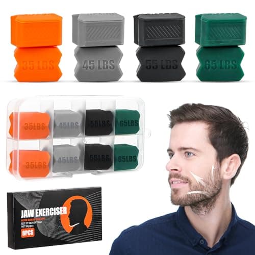 Lot de 8 entraîneurs de jawline en silicone – Entraîneur Jawline avec 4 niveaux de résistance, Exerciseur de mâchoire pour hommes et femmes, puissant entraîneur de mâchoire pour débutants, avancés et