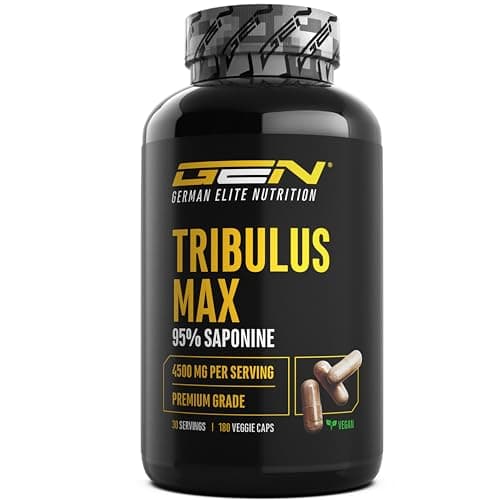 Tribulus Max - 180 gélules - Hautement dosé avec 4500 mg par dose journalière - Premium : 95% saponines - Extrait pur de Tribulus Terrestris 10:1 - Vegan