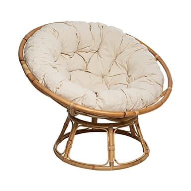 Atmosphera Créateur d'Intérieur - Fauteuil Seram en Rotin - Chaise Papasan Confortable avec Coussin - Intérieur et Extérieur - Mobilier de Jardin, Terrasse, Balcon, Salon