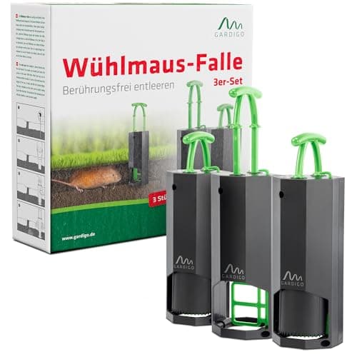 GARDIGO® Piège à Campagnols – Lot de 3 | Piège Réutilisable et Efficace | Anti Campagnols et Mulots | Protection Pelouse, Potager, Jardin | Facile à Utiliser, Durable