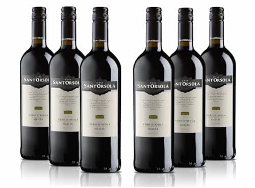 Sant'Orsola Nero d'Avola D.O.C. Sicilia Vin Rouge Italien Set de 6 Bouteilles x 75 cl