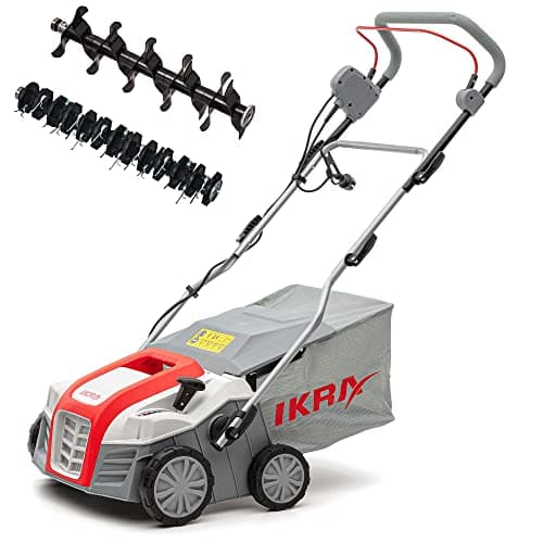 IKRA scarificateur aérateur électrique IEVL 1840, largeur de travail 40cm, puissance 1.800 watts, Gris/Rouge
