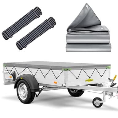 Bâche Remorque, 258x136x8cm Bache Remorque, IMPERMÉABLE Protection Plate avec Corde, Idéal pour HUMBAUR, Böckmann, Neptun und 750kg/850kg/1000kg/1300kg/1500kg 251x131cm Remorque