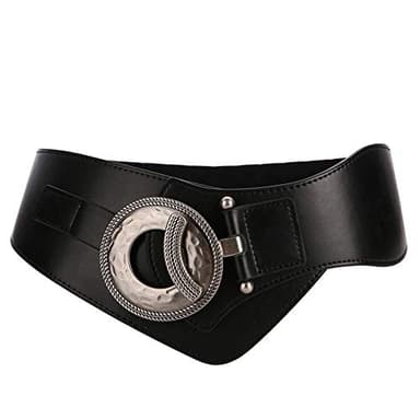 SYMOL Ceinture Femmes Stretch Élastique Large 7,5 CM En Cuir Grande Taille 70-160CM Noir (Taille:110-130cm)