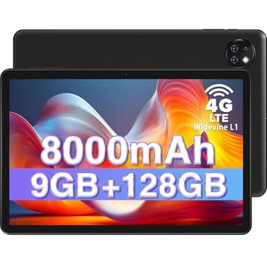 DOOGEE T10W Tablette avec Carte Sim, 8000mAh 4G LTE+5G WiFi, Tablette Tactile 10 Pouces, 9GB RAM+128GB ROM(1TB TF), Tablette Android 14/Face ID/5MP/GPS/OTG/BT5.0/3.5mm Jack, Noir