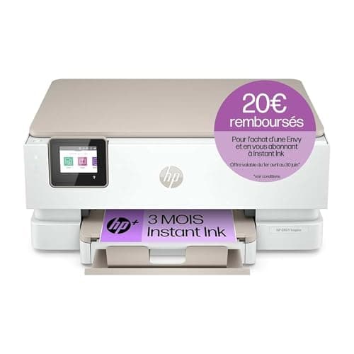 HP Envy Inspire 7220e, Imprimante Multifonction à Jet d'Encre A4 Couleur, Recto Verso Automatique, 22 ppm, Wi-Fi, 3 Mois d'Encre Instant Ink Inclus, Blanche