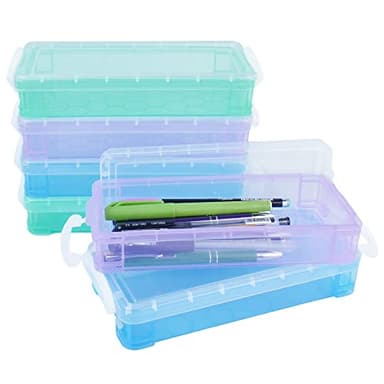 THATSRAD 6 PCS Boîte à Crayons Plastique 21.5 * 10 * 4cm Boite Rangement Crayon de Couleur Superposable Trousse Transparente Crayon
