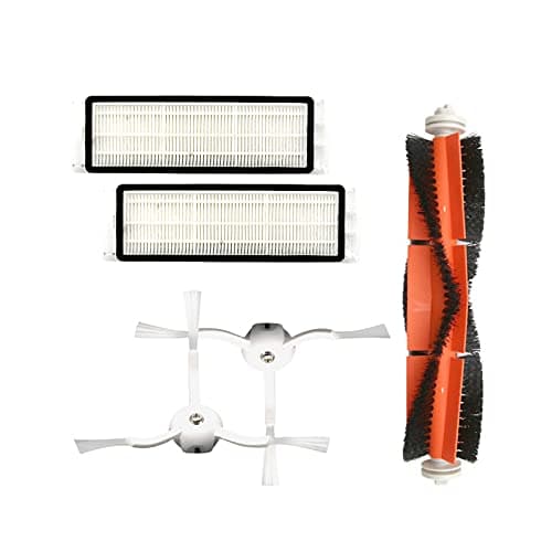 Pièces de Rechange pour Xiaomi Mi Robot 1/2/Mijia, Kit d'accessoires pour Xiaomi Roborock 1/2 S5 Max S6 Pure S6 Max S50 S51 S55 S60 S65 S5 S6, 1 Brosse Principale, 2 brosses latérales, 2 filtres HEPA