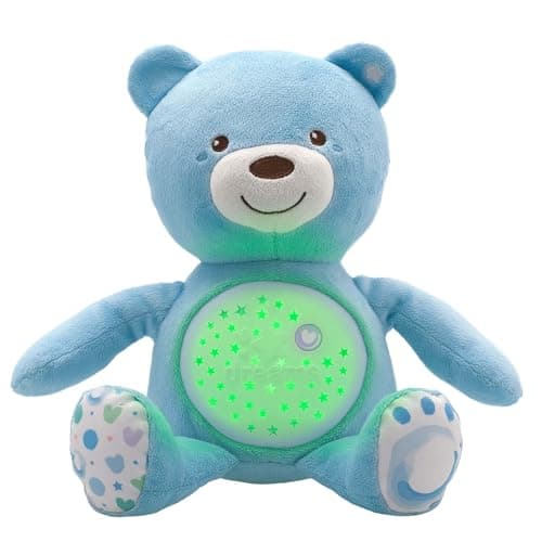 Chicco First Dreams Baby Bear Ours en Peluche Musical, Veilleuse Lumineuse pour Bébés avec Effets Lumineux et Mélodies Relaxantes - Jouets Bébé 0+ Mois - Bleu