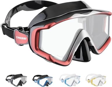 Cressi Liberty 3 Windows Masques de plongée Mixte Adulte, Noir/Rouge/Argent, Unique