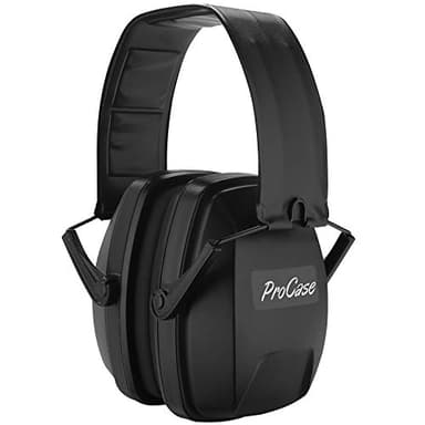 Procase Casque Anti Bruit Adult, Pliable Réglable Grand Confort, avec Une Atténuation de SNR 34dB, Coquilles Extra Plates, Serre-tête Souple-Noir