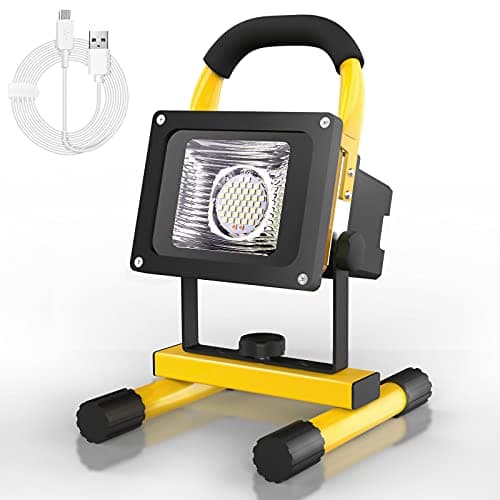 T-SUN Projecteur LED Rechargeable 30W 2500LM Lumiere LED Sans Fil Exterieur Projecteur LED Batterie, Portable Lampe de Chantier/de Travail avec USB