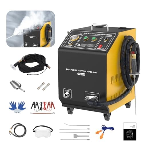Machine de nettoyage cryogénique HTS705 Nettoyeur de glace carbonique DE-Carbon Pression réglable avec 4 buses de nettoyage à la glace pour huile moteur,rouille,dépôts de carbone,soupape d’admission