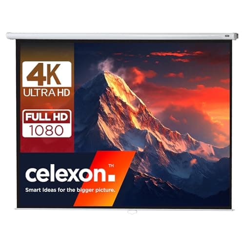 celexon Economy Écran Manuel 150" | 300x225 cm 4:3 | Écran 4K, Full-HD Extensible manuellement pour Les Projections Home Cinéma & Bureau | Montage Mural & au Plafond/à Suspendre