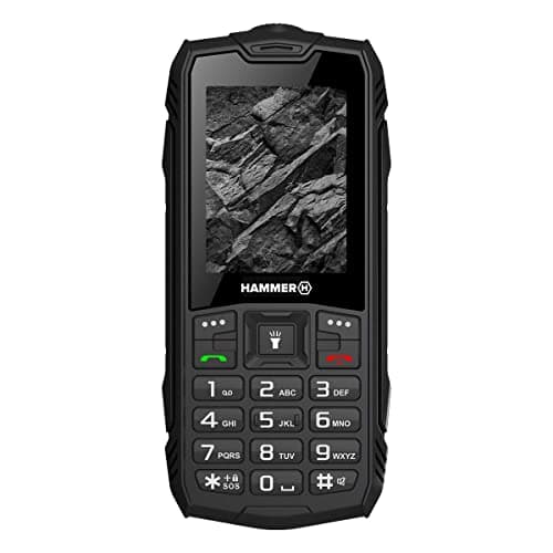 HAMMER H Rock Télephone Portable Incassable Debloqué IP68 Résistant Etanche Antichoc, Dual SIM, Batterie 1800mAh, Grosses Touches, Radio FM, MP3, Caméra, Lampe de Poche Noir