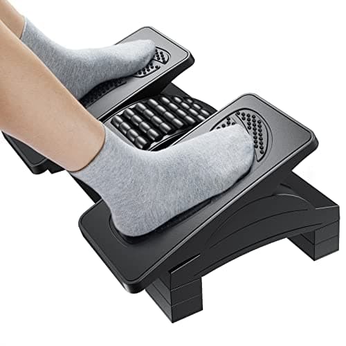 HUANUO repose-pieds ergonomique réglable pour sous le bureau au travail ou aux jeux avec texture de massage et rouleau, repose-pieds pour la maison