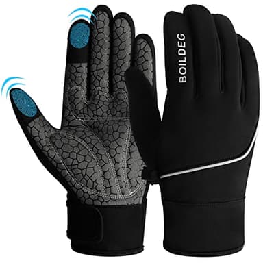 boildeg Gants de Cyclisme Chauds avec Coussinets antidérapants Absorbant Les Chocs Respirants pour VTT, VTT, vélo de Route pour Homme/Femme (Black, M)