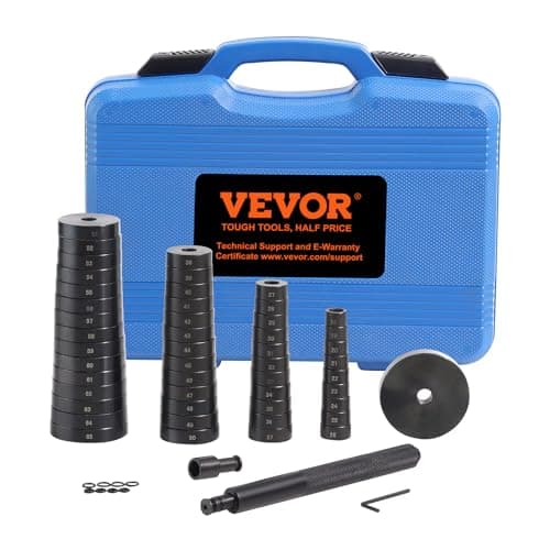 VEVOR Extracteur de Roulement de Roue 52PCs Kit Montage et Démontage Silentbloc et Roulements 49 Disques en Acier 18-65 mm avec Coffret Jeu d'Accessoires pour Presse Roulement Joint Atelier Garage