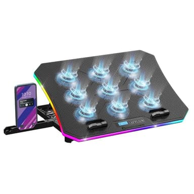 EMPIRE GAMING - Guardian C900 (2024 Nouveau) Refroidisseur PC Ordinateur Portable 12’’ à 17’’ RGB Gamer -9 Ventilateurs - Contrôleur LCD -10 Modes RGB -7 Hauteurs Réglables -Support Amovible