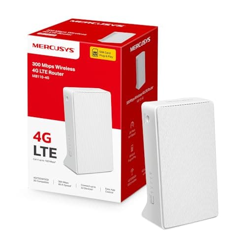 MERCUSYS MB110-4G TP-Link Routeur 4G WiFi N300Mbps, Box 4G SIM, 4G CAT4 Vitesse Jusqu'à 150Mbps, Configuration Facile, Clé 4G, Ports d'Antenne Externe 4G, Modem 4G, Déverrouillé Compatible Toute SIM