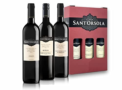 SANT'ORSOLA Chianti Docg + Montepulciano Doc D'Abruzzo + Nero D'Avola Doc Vin Rouge Italien Avec Coffret Cadeau - 3X75 cl