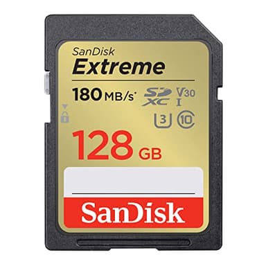 SanDisk 128 Go Extreme carte SDXC + RescuePRO Deluxe, jusqu'à 180 Mo/s, UHS-I, Classe 10, U3, V30