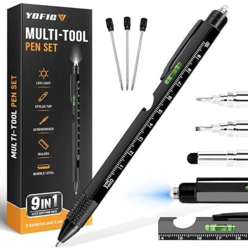 YOFIG Cadeau Homme, Stylo Multifonction 9 en 1, Cadeau Fete des Peres, Idee Cadeau Homme Original, Idee Cadeau Fete des Peres, Gadget Insolite Utile Cadeau Personnalisé, Cadeau Fête des Pères