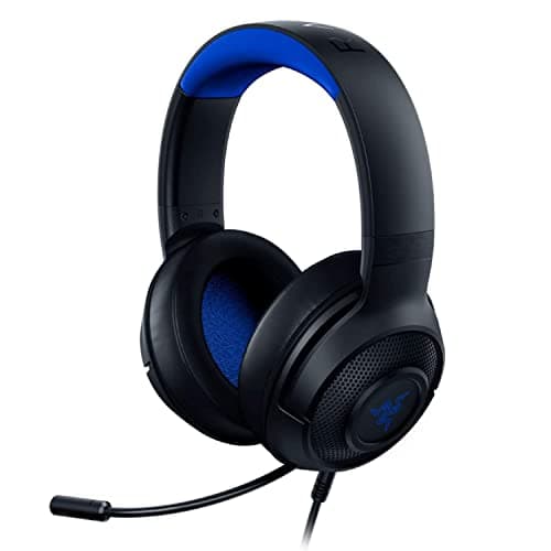 Razer Kraken X pour Console - Casque Gaming Filaire pour Console (Microphone Cardioïde Flexible, Haut-parleurs de 40mm, Cable de 3.5mm, Conception Ultralégère de 250g) Noir-Bleu