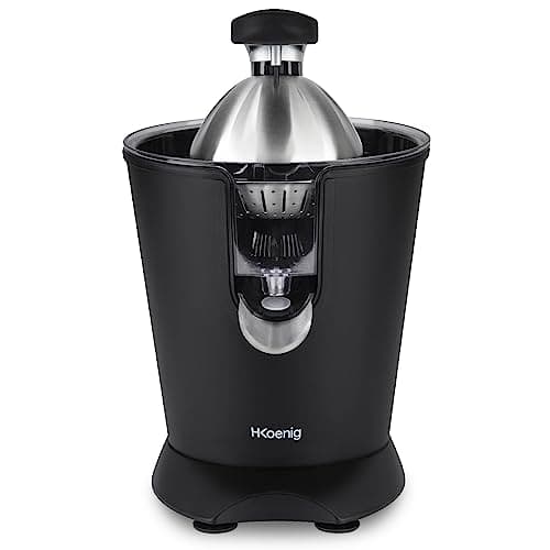 H.Koenig Presse-agrumes électrique professionnel à levier AGR82, inox, 160W puissant, bec anti-gouttes, compatible lave-vaisselle, Noir