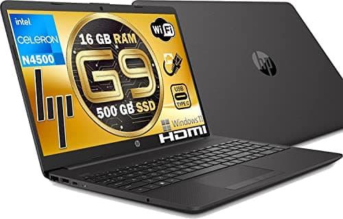 HP Ordinateur Portable Nouveau MODÈLE 2022 G9 PC Portable Intel n 4500 16 Go Ram SSD PCI Nvme 500 Go 15,6 écran antireflet 3 USB hdmi LAN wi-FI Win 11 Pro, N4500 Open Office