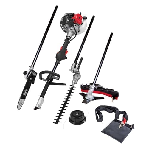 Scheppach Débroussailleuse Thermique MFH5200-4P | Rotofil | Moteur 2T de 51,7cm3 | 4en1 Débroussailleuse, Coupe-Bordure, Taille-Haie, Elagueuse | Tap'N'Go | avec Attache Rapide et Sangle