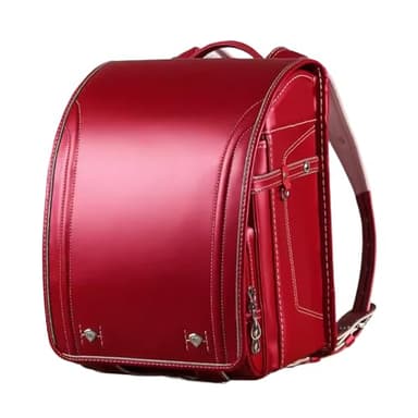 ZCBYBT Ransel Randoseru Grande Capacité Bookbag PU en Cuir Japonais Sacs D'école Léger Sac À Dos pour Filles Garçons,Rouge,36 * 27 * 23CM