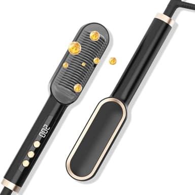 Aceshop Brosse Lissante pour Cheveux, Professionnel Lisseur Cheveux avec 5 RéGlages De TempéRature Brosse à Lisser Ionique Négative avec Affichage LED Chauffe Rapide Fers à Lisser Négatifs Ions