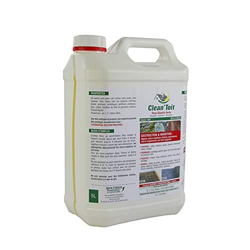 Multirex Anti-Mousse Professionnel Super Concentré, Sans Javel, Effet Longue Durée, Pour Toitures, Façades, 5L, Traite jusqu'à 500m², Élimine Mousses, Lichens, Taches Rouges