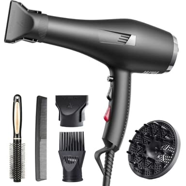 HappyGoo sèche-cheveux ionique Séchage rapide Salon, sèche-cheveux à 2 vitesses 3 réglages de chaleur, sèche-cheveux avec diffuseur, peigne concentrateur