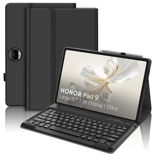 JADEMALL Coque Clavier pour Honor Pad 9 12.1" 2023, AZERTY Français Clavier Bluetooth Détachable Magnétique pour Tablette Honor Pad 9 12.1", Noir
