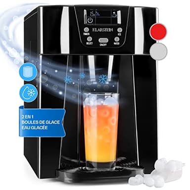 Klarstein Machine a Glacons pour la Maison, Capacité de 2L, Fabrique Rapidement Jusqu'à 12kg de Glacons, Alarmes de Sécurité, Machine à Glaçons de Comptoir, Ice Maker, Distributeur Eau Froide