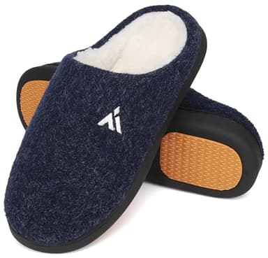 Mishansha Chausson Homme Femme Hiver - Pantoufles Homme Femme Hiver - Chaud Fourrés Confortable Charentaises Oxford Bleu, GR.48 EU