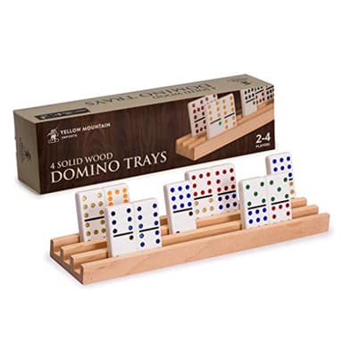 Yellow Mountain Imports Racks/Plateaux de Dominos en Bois de Hêtre (25 Centimètres) - Ensemble de 4 - Supports de Dominos pour Mexican Train, Chickenfoot