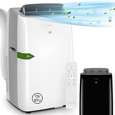 Klarstein Climatiseur Mobile Silencieux, Mini Climatiseur 3 en 1, Mode Nuit, Déshumidificateur, Ventilateur, Petite Climatisation à Faible Conso, Evacuation, Clim Portable, 12000 BTU, Climatiseurs