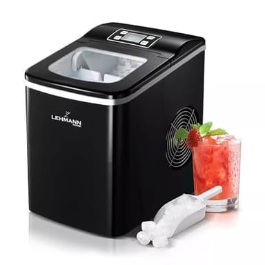 LEHMANN LHOIM-1222 Machine à glaçons 2l, 9 Glaçons en 6-12 Minutes, 2 Dimensions des Glacons, 12 kg/24h, Nettoyage Automatique, Fabrique a Glacons idéal pour la cuisine, le bar et les fêtes