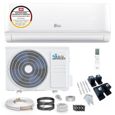 Kältebringer Climatiseur Split - 12000 BTU (3,5 kW) - Avec fonction chauffage, WiFi et App - très silencieux & économe en énergie - kit complet, 5m conduite de frigorigène, R32, matériel de montage