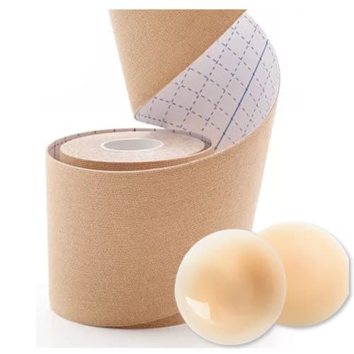 Soutien Gorge Femme Cache Téton, Bande Adhésif Invisible pour Vetement Effet Push Up sans Bretelles avec 1 Couvre Seins en Silicone Sexy Et Réutilisable.